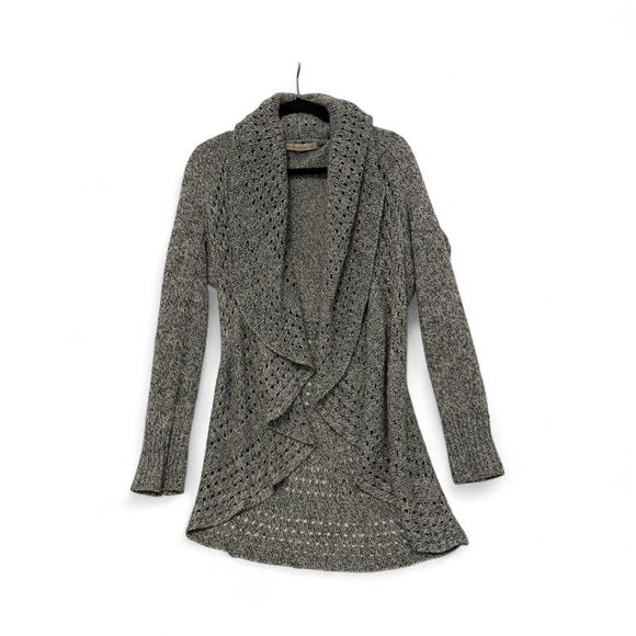 Debbie Morgan Open Front Crochet Style Shawl Cardigan Gray Women's Size Medium - Picture 1 of 10
